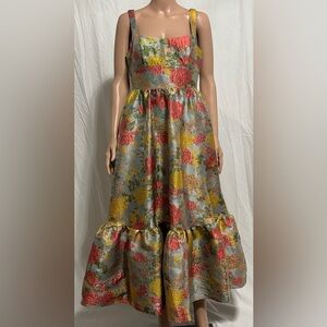 Mac Duggal Brocade Scoop Neck Gown With Pockets